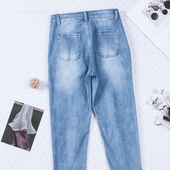 🎄Button Fly Center Seam High Rise Jeans - Picture 5 of 9